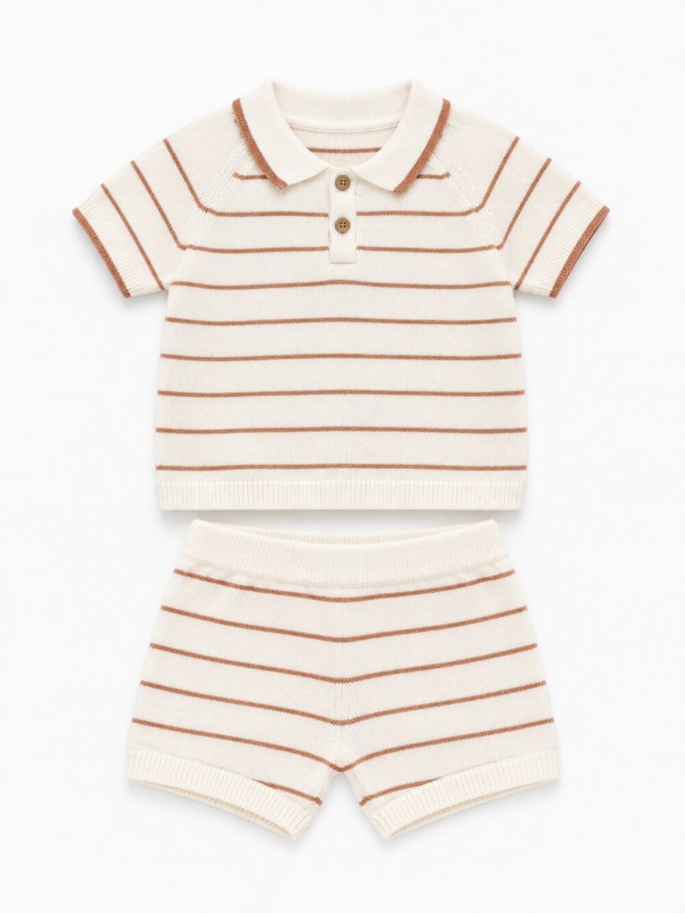 NWT Cloud Island Toddler Boy Knit Short Set 2 Piece Outfit Cream Stripe